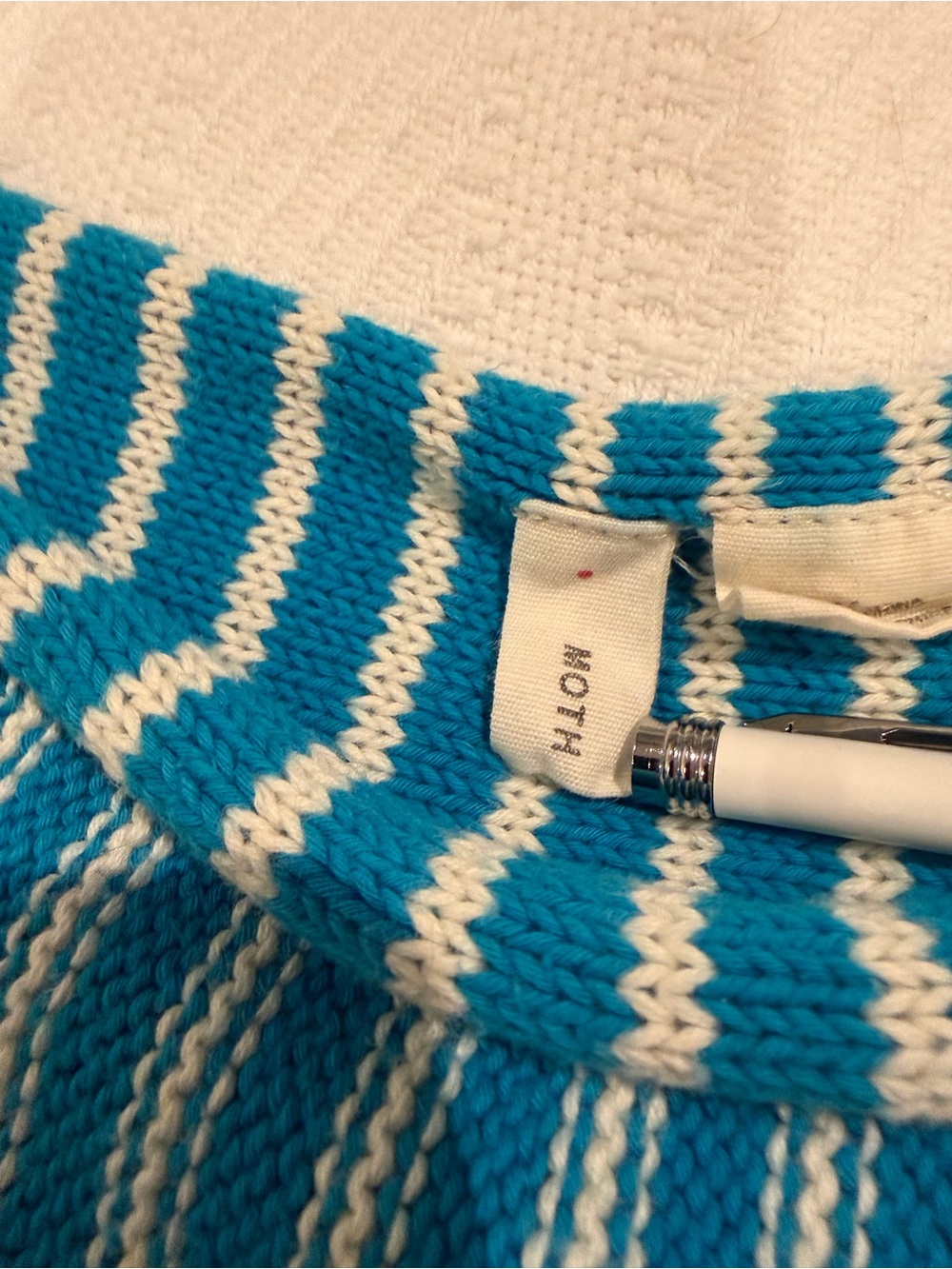 Anthropologie Moth Palma Striped Boatneck Dolman Sweater Ciel Turquoise M - Picture 5 of 6